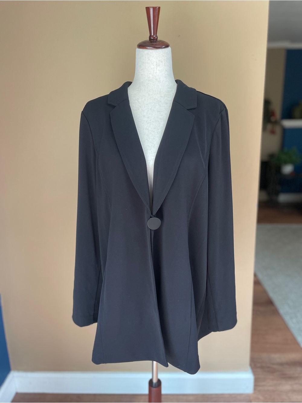 Susan Graver Womens Blazer Jacket Size XL Artsy Toggle Closure Black Casual